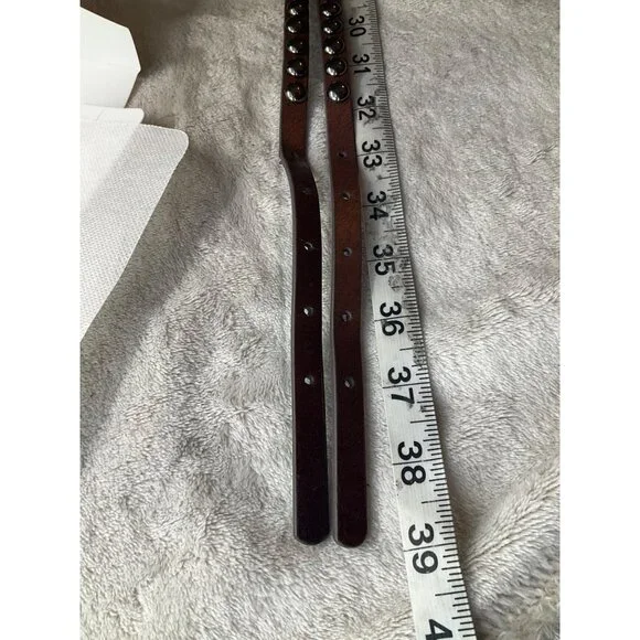 Double Studded Leather Belt Womens Sz Medium Brown Boho Goth Grunge*READ - Picture 7 of 8